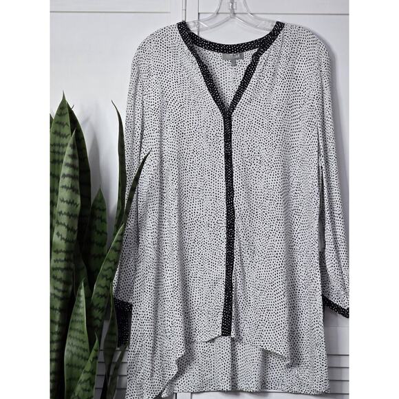 Habitat "Livable" Black & White Tiny Dot Tunic VNeck NWT Style # 33889 Size L - Picture 6 of 7